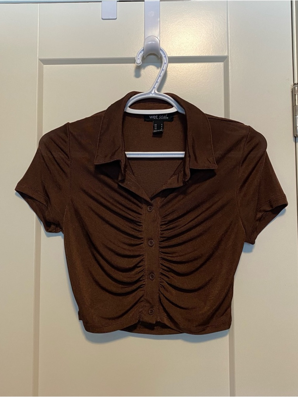3/$10 🌸 Wet Seal Cropped Brown Collared Shirt
